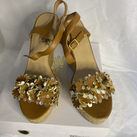 Head Over Heels By Dune London  women's shoes size 10, brown and gold wedges - Picture 1 of 9